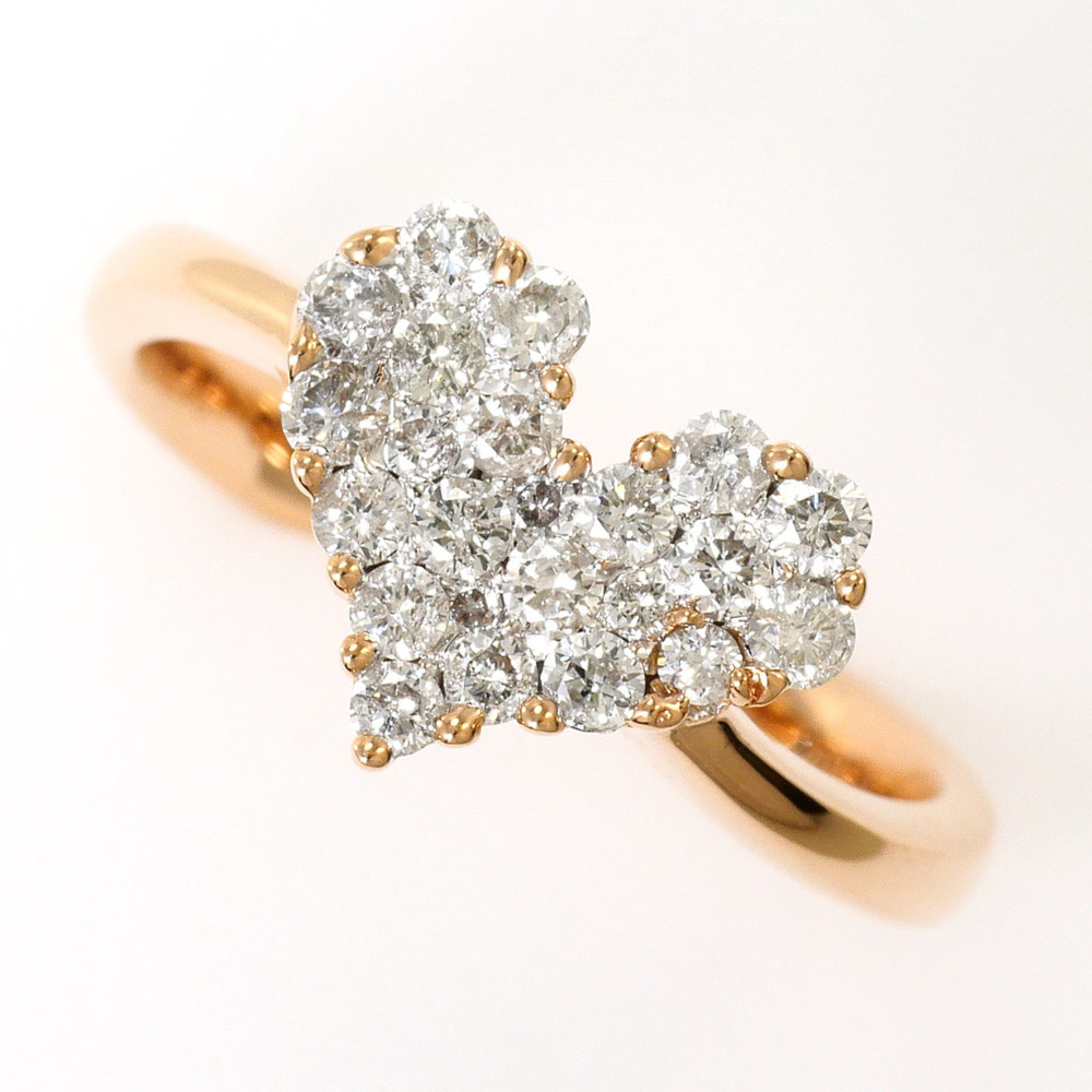 18K (18-karat) Pink Gold Ring, 1 Diamond, 0.50ct, Total Weight 3.9g, Jewelry